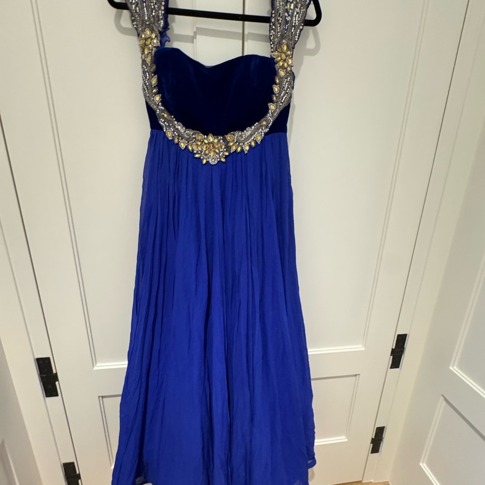 Embellished Indian Evening Gown with Velvet Bust - Picture 2 of 10